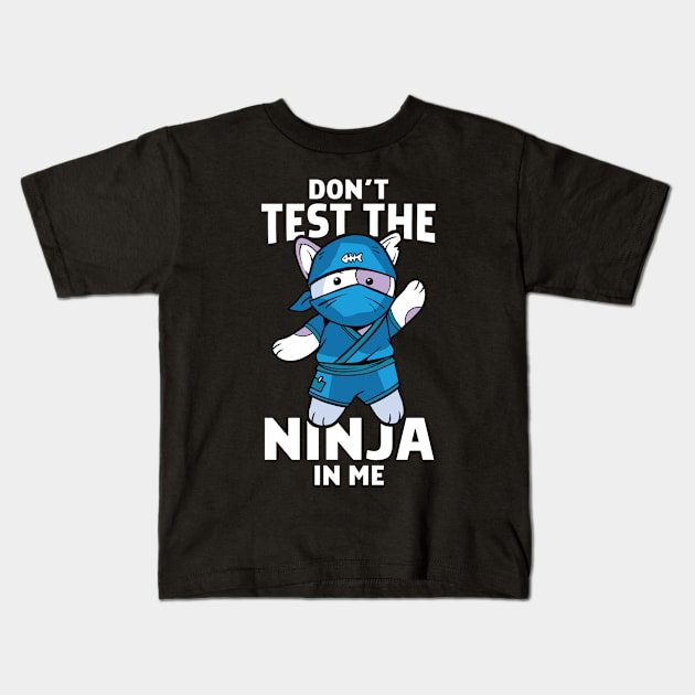 Ninja Cat Karate Fighter Kids T-Shirt by Tobias Store